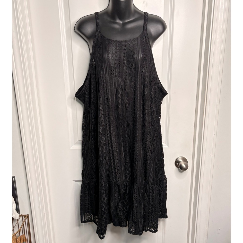 Torrid Lace Dress Women's Black Sleeveless Tiered Ruffle Hem Lined  Plus Size 4 - Picture 2 of 8